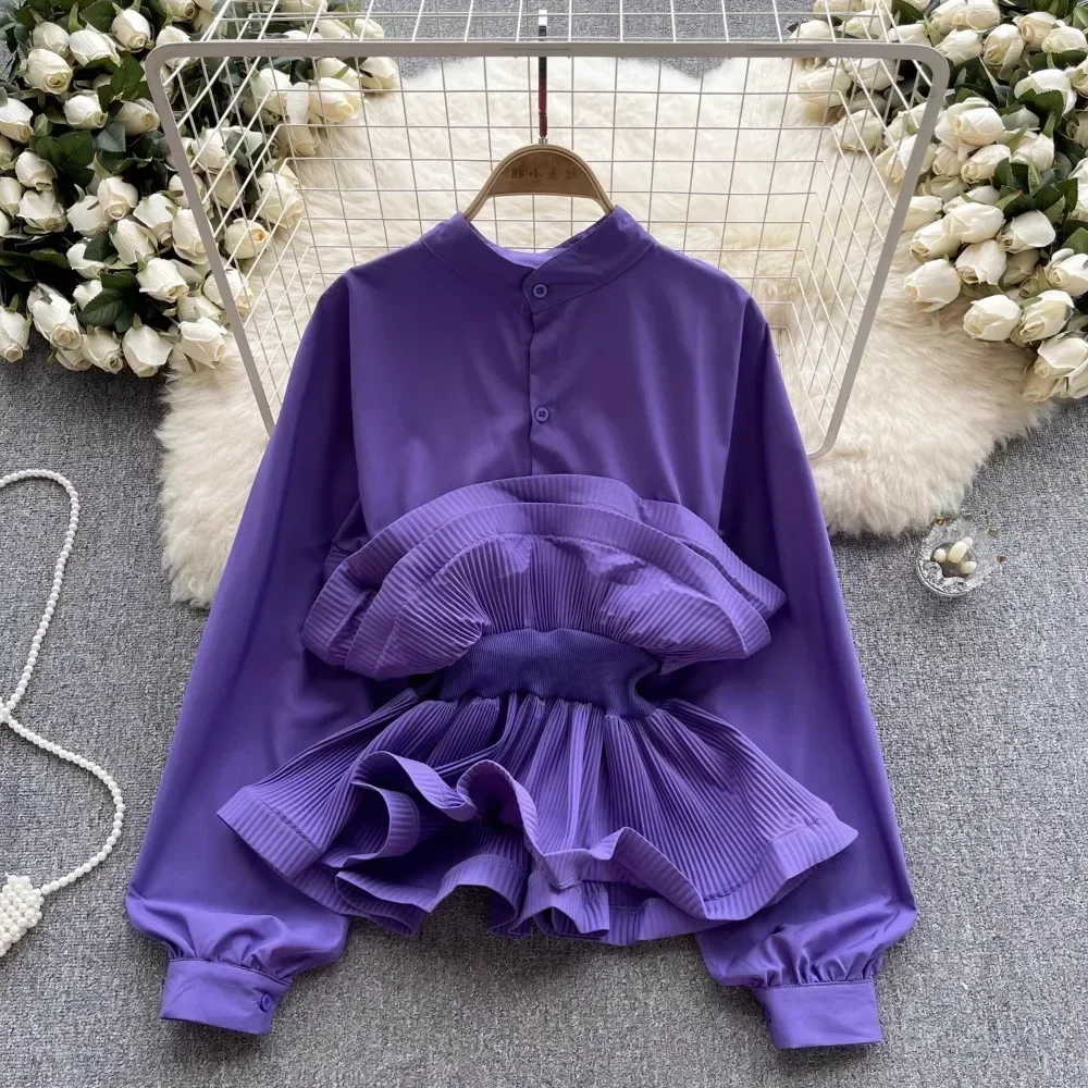 French Chic Blouse for Women Fashion O-neck Flounced Edge Lapel Single Long Puff Sleeve Shirts Casual Ladies Tops Dropshipping
French Chic Blouse for Women Fashion O-neck Flounced Edge Lapel Single Long Puff Sleeve Shirts Casual Ladies Tops Dropshipping