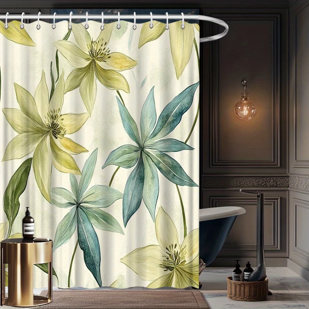 Floral Shower Curtain - Watercolor Light Yellow & Blue Flowers, Fade-Resistant Polyester, Machine Washable
Floral Shower Curtain - Watercolor Light Yellow & Blue Flowers, Fade-Resistant Polyester, Machine Washable