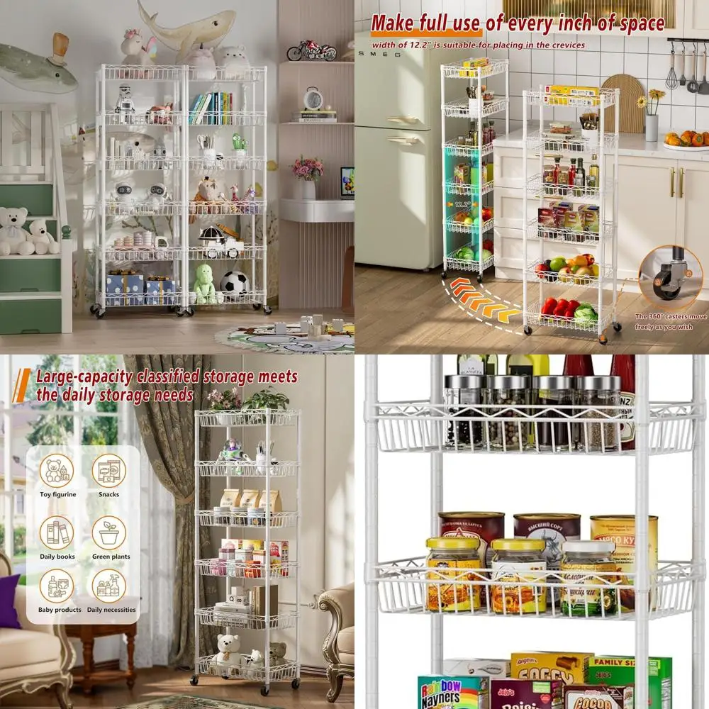 Регулируемая 6-ярусная полка с проволочной корзиной для гаража, кухни, офиса - белая, 17,2x12,2x63
Регулируемая 6-ярусная полка с проволочной корзиной для гаража, кухни, офиса - белая, 17,2x12,2x63