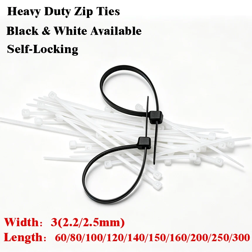 3*60/80/100/120/140/150/160/200/250/300mm Self-locking Plastic Cable Wire Fastening Binding Ring Wraps Strap Zip Ties Cable Tie
3*60/80/100/120/140/150/160/200/250/300mm Self-locking Plastic Cable Wire Fastening Binding Ring Wraps Strap Zip Ties Cable Tie