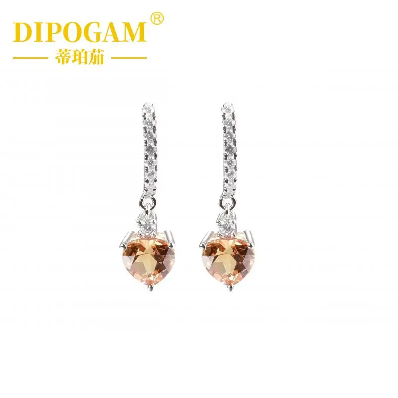 DIPOGAM 925 Sterling Silver Heart Champagne Drop Earrings Lab Created Diamond Hoops Elegant Fine Jewelry Gift For Women Wear
DIPOGAM 925 Sterling Silver Heart Champagne Drop Earrings Lab Created Diamond Hoops Elegant Fine Jewelry Gift For Women Wear