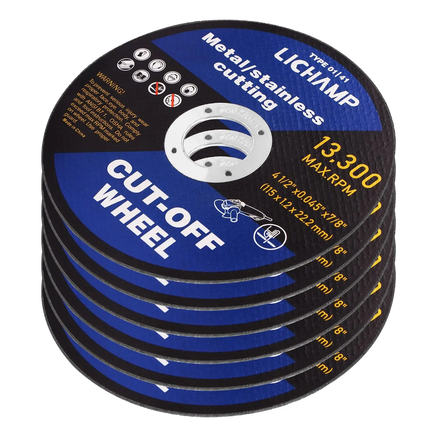 4-1/2" Cut Off Wheels for Metal, 6 Pack 4.5 Inch Cutting Disc, 0.045"x7/8" Arbor, Fast & Clean Cuts
4-1/2" Cut Off Wheels for Metal, 6 Pack 4.5 Inch Cutting Disc, 0.045"x7/8" Arbor, Fast & Clean Cuts