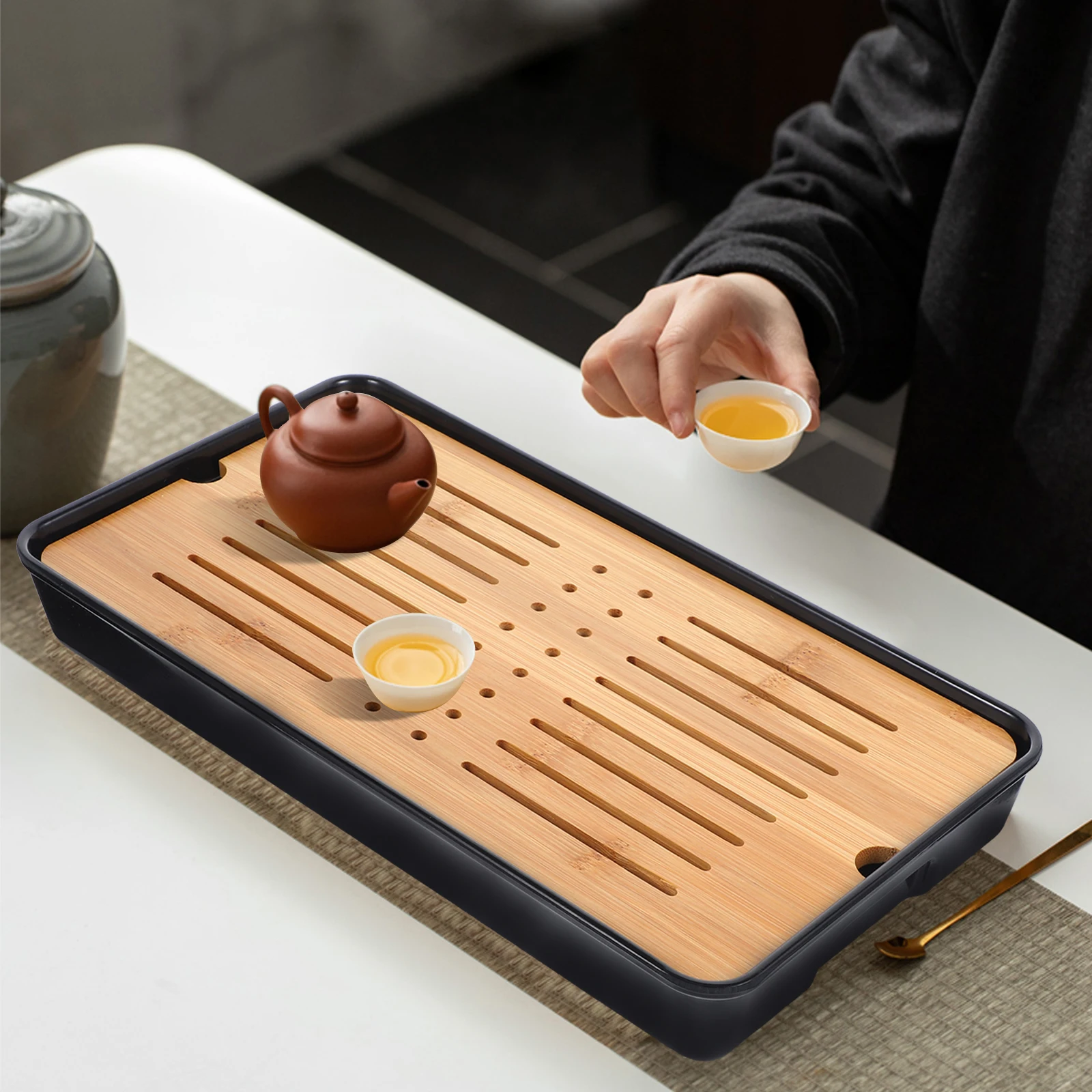 Japanese Tea Tray Bamboo Large Black Rectangular Storage Water Tray Kitchen Home Multipurpose Drainage Dish Rack
Japanese Tea Tray Bamboo Large Black Rectangular Storage Water Tray Kitchen Home Multipurpose Drainage Dish Rack