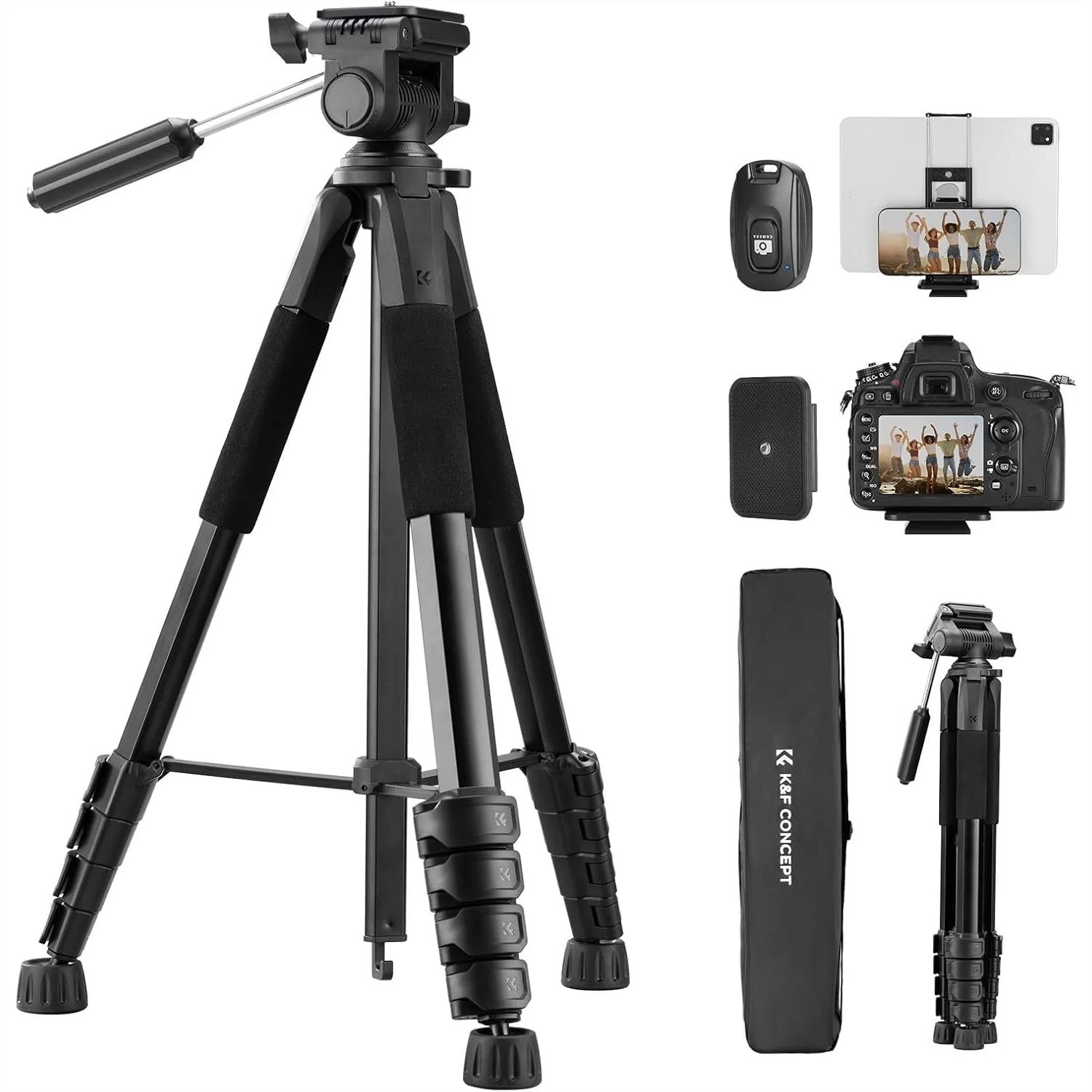 75" Lightweight Travel Tripod with Phone Clip for DSLR Smartphone Video Recording Live Stream Vlogging
75" Lightweight Travel Tripod with Phone Clip for DSLR Smartphone Video Recording Live Stream Vlogging