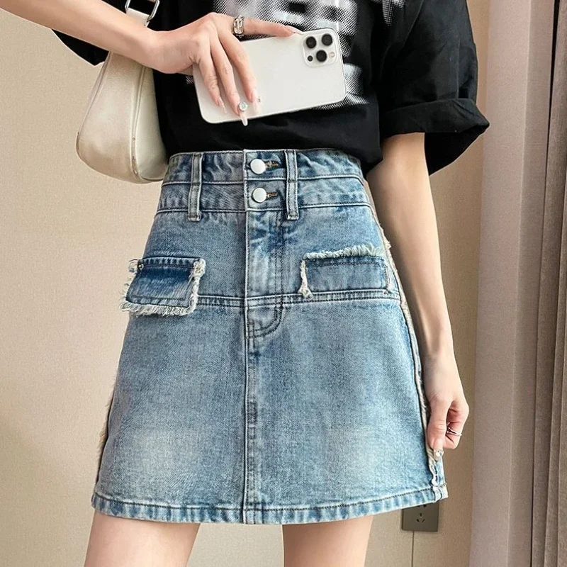 Korean Style Gyaru High Waist Women's Denim Skirt Cheap Stylish A Line Harajuku Chic and Elegant Summer 2025 Female Jeans Skirts
Korean Style Gyaru High Waist Women's Denim Skirt Cheap Stylish A Line Harajuku Chic and Elegant Summer 2025 Female Jeans Skirts