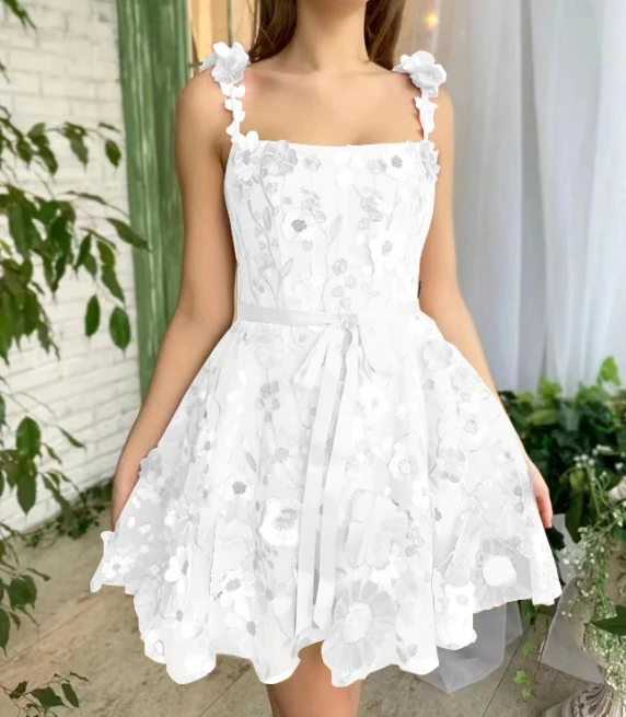 Party Dresses Women Sleeveless New 3D Flower Embroidery Square Neck Spring Summer Fashion Sexy Lace Up Jacquard Elegant Dress
Party Dresses Women Sleeveless New 3D Flower Embroidery Square Neck Spring Summer Fashion Sexy Lace Up Jacquard Elegant Dress