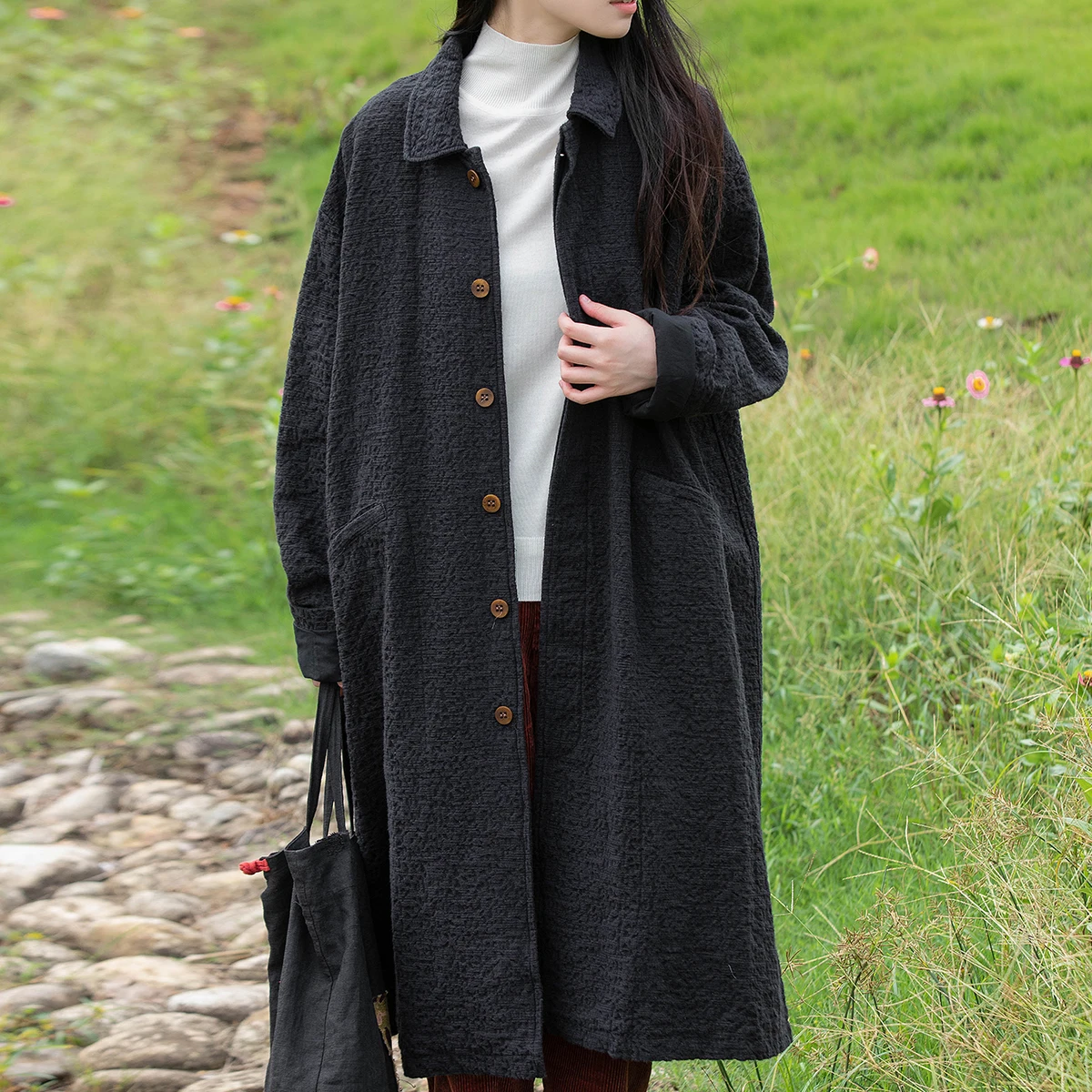 LZJN Spring Autumn High End Simple Mid Length Cotton Linen Trench Coat Pure Color Large Size with Drop Shoulder Sleeves
LZJN Spring Autumn High End Simple Mid Length Cotton Linen Trench Coat Pure Color Large Size with Drop Shoulder Sleeves