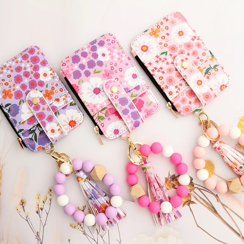 Hot Selling Popular Floral Print Leather Tassel Bangle Key Ring Card Holder Fashional Ladies Hand Painted Leather Wallet
Hot Selling Popular Floral Print Leather Tassel Bangle Key Ring Card Holder Fashional Ladies Hand Painted Leather Wallet