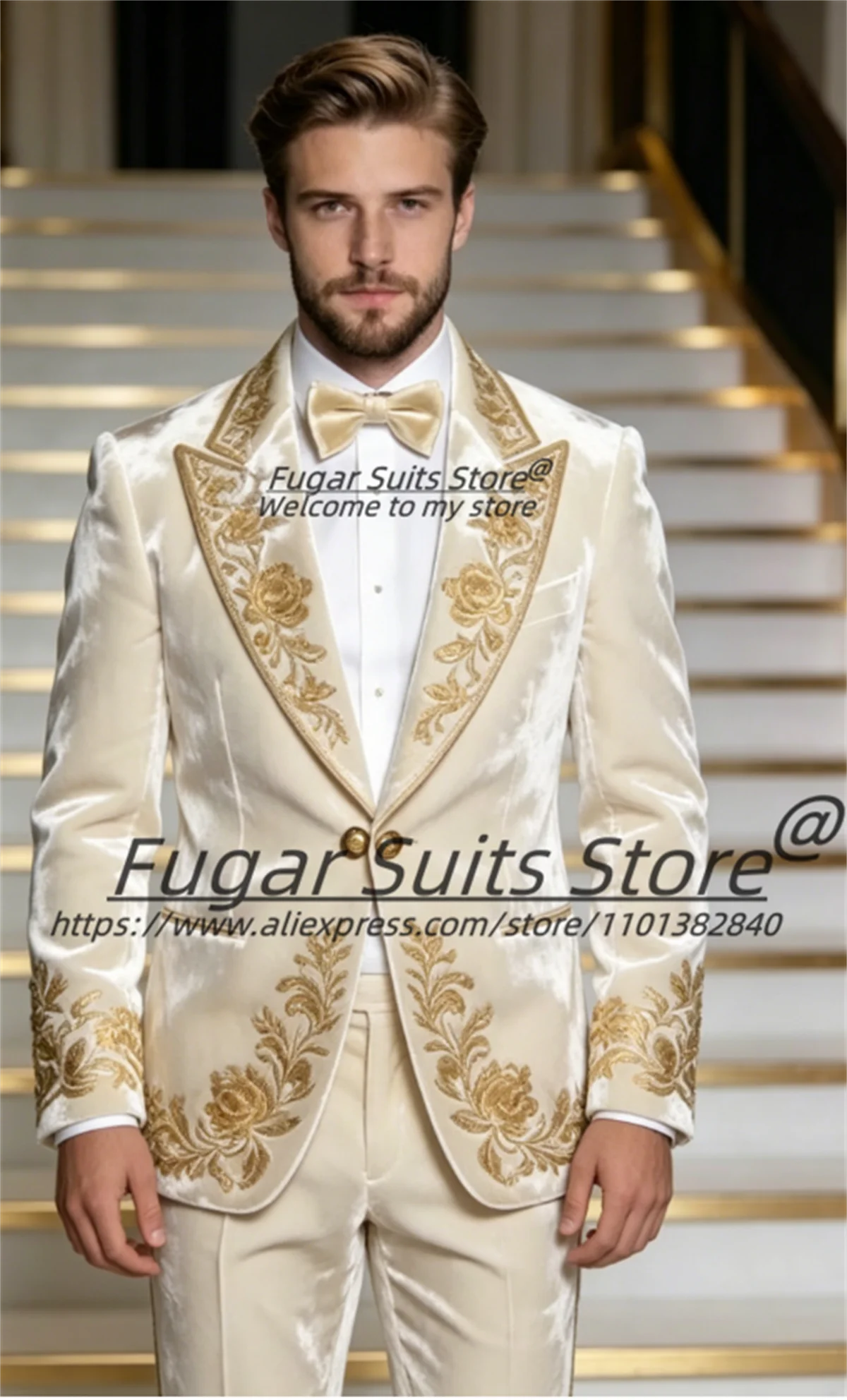 Gorgeous Velvet Party Men Suits Customized Shiny Gold Embroidery Groom Wedding Tuxedos Male Party Blazers 2Pcs Sets Ropa Hombre
Gorgeous Velvet Party Men Suits Customized Shiny Gold Embroidery Groom Wedding Tuxedos Male Party Blazers 2Pcs Sets Ropa Hombre
