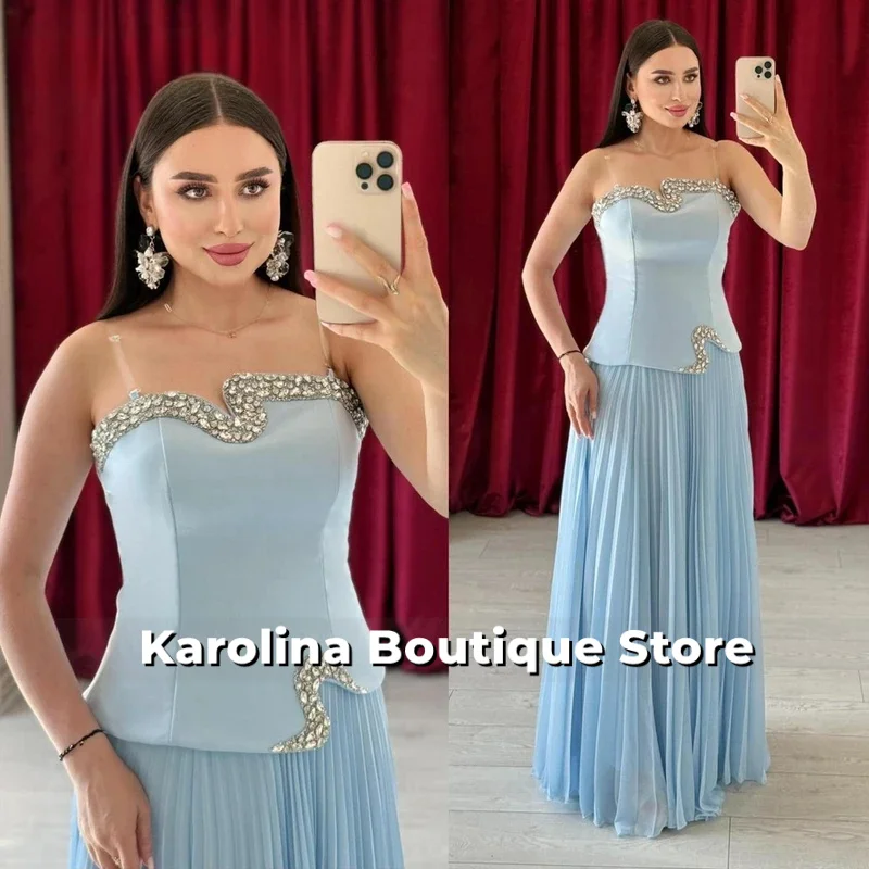 Stylish Rhinestones Dubai Sleeveless A-line Chiffon Pleats Elegant Party Dresses Customized
Stylish Rhinestones Dubai Sleeveless A-line Chiffon Pleats Elegant Party Dresses Customized