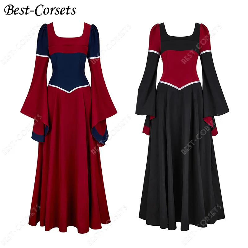 Medieval Renaissance Dress for Women Splicing Square Collar Victorian Dress Plus Size Halloween Scarlet Witch Costume Cosplay
Medieval Renaissance Dress for Women Splicing Square Collar Victorian Dress Plus Size Halloween Scarlet Witch Costume Cosplay