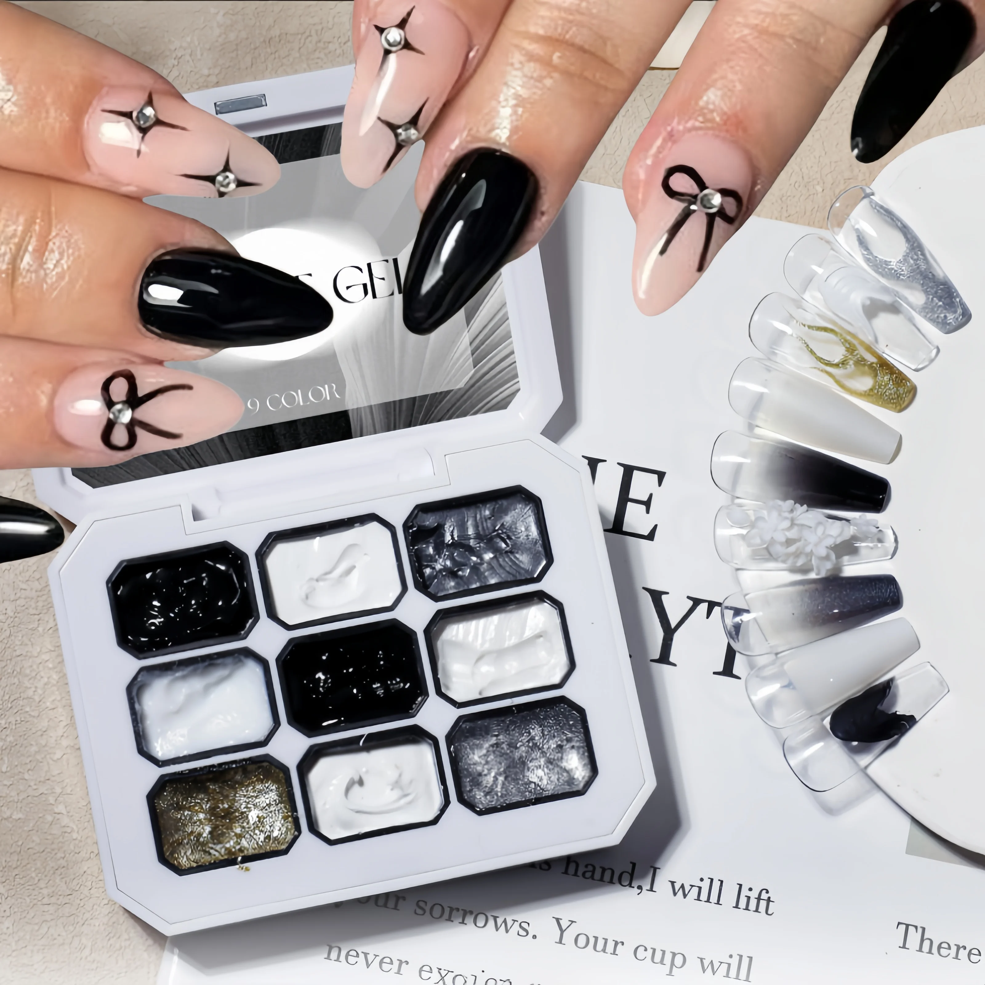 1 set of black and white solid nail polish gel, plaster gel, with a nail brush, DIY home salon
1 set of black and white solid nail polish gel, plaster gel, with a nail brush, DIY home salon