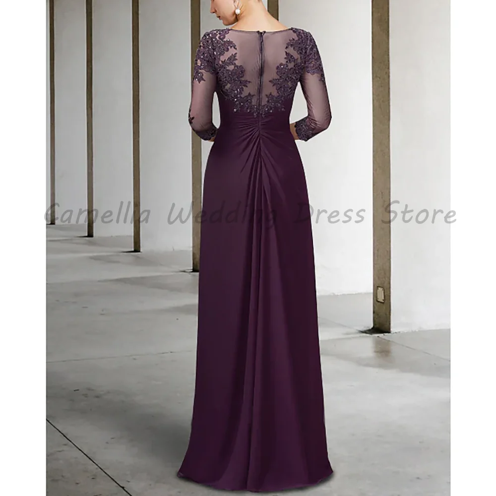 Elegant Purple Formal Evening Dress Boat Neck 3/4 Sheer Sleeve Lace Sequins Chiffon Mermaid Wedding Guest Gown Custom Size
Elegant Purple Formal Evening Dress Boat Neck 3/4 Sheer Sleeve Lace Sequins Chiffon Mermaid Wedding Guest Gown Custom Size