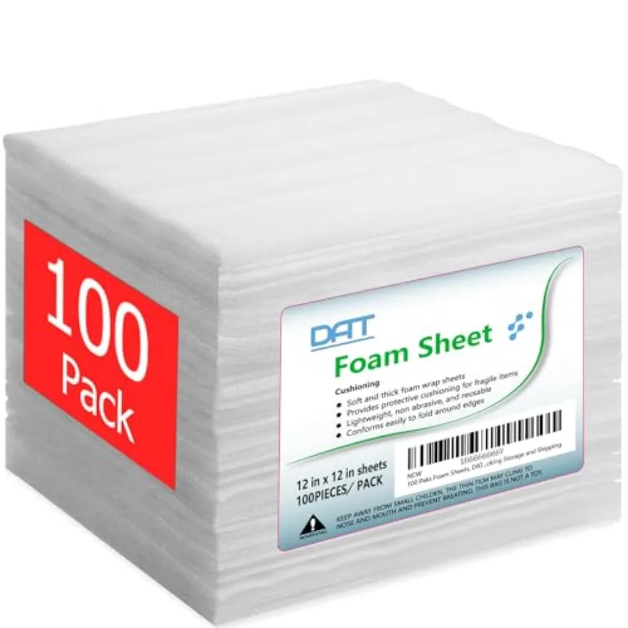 100 Pack Foam Sheets, 12 x 12, 1/16 Thickness, Foam Wrap Cushioning Material, Moving Supplies for Packing Storage and Shipping
100 Pack Foam Sheets, 12 x 12, 1/16 Thickness, Foam Wrap Cushioning Material, Moving Supplies for Packing Storage and Shipping