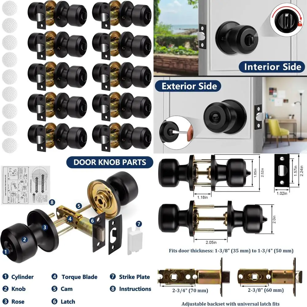 Matte Black Door Knobs - Privacy Interior Locks for Bedroom, Bathroom - Keyless Passage Door Handles - Door Handle Lockset Hardw
Matte Black Door Knobs - Privacy Interior Locks for Bedroom, Bathroom - Keyless Passage Door Handles - Door Handle Lockset Hardw