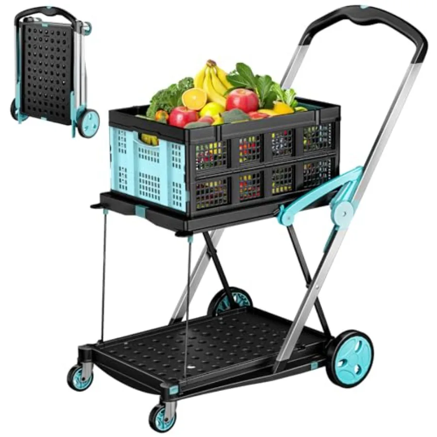 Foldable Shopping Cart with Wheels 200 lbs Ccity Blue Grocery Cart with 1 Storage Crate Multi Use Functional Collapsible Carts
Foldable Shopping Cart with Wheels 200 lbs Ccity Blue Grocery Cart with 1 Storage Crate Multi Use Functional Collapsible Carts