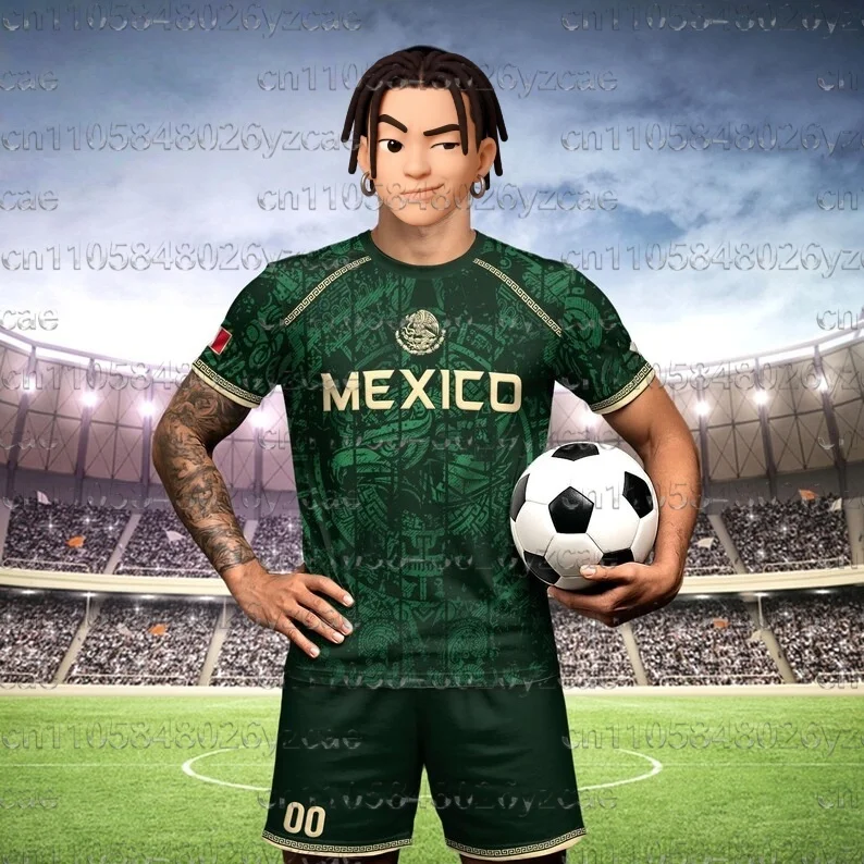 Mexico National Team Flag Print Men Women Short Sleeved T-shirt Shorts Set 3D Printed Outdoor Football Jersey Sports Casual Set
Mexico National Team Flag Print Men Women Short Sleeved T-shirt Shorts Set 3D Printed Outdoor Football Jersey Sports Casual Set