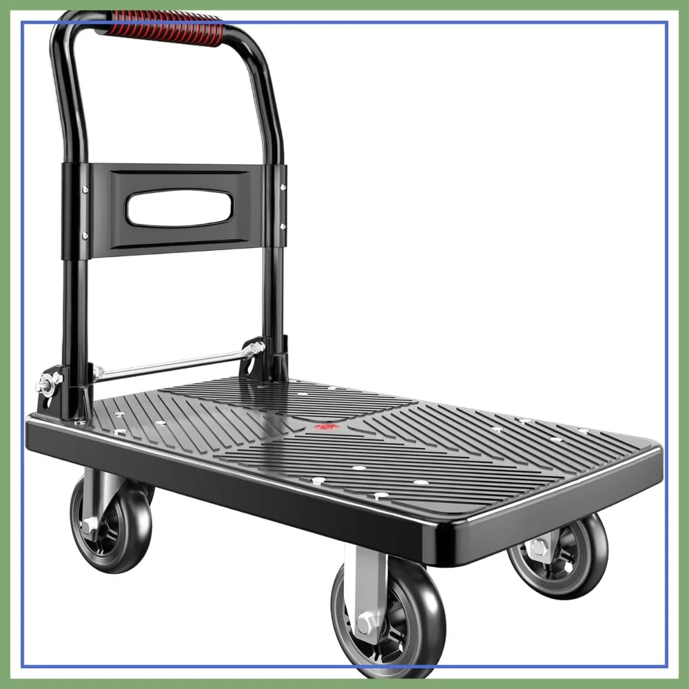 660 lbs Foldable Push Cart Dolly, 4'' Swivel Wheels, Black
660 lbs Foldable Push Cart Dolly, 4'' Swivel Wheels, Black