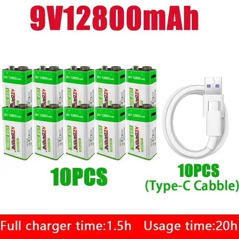 NEW 9V 12800mAh li-ion Rechargeable battery Micro USB Batteries 9 v lithium for Multimeter Microphone Toy Remote Control K
NEW 9V 12800mAh li-ion Rechargeable battery Micro USB Batteries 9 v lithium for Multimeter Microphone Toy Remote Control K