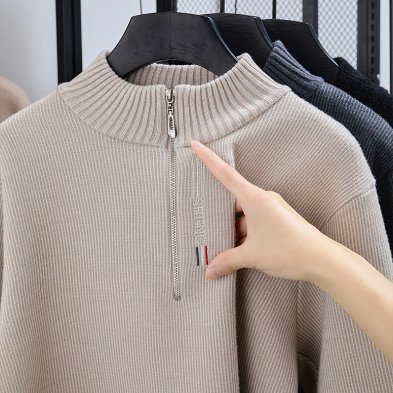 Autumn Winter Half Zipper Knit Sweaters Men's Korean Solid Color Casual Sweater Bottoming Knitwear Tops Men Clothing
Autumn Winter Half Zipper Knit Sweaters Men's Korean Solid Color Casual Sweater Bottoming Knitwear Tops Men Clothing