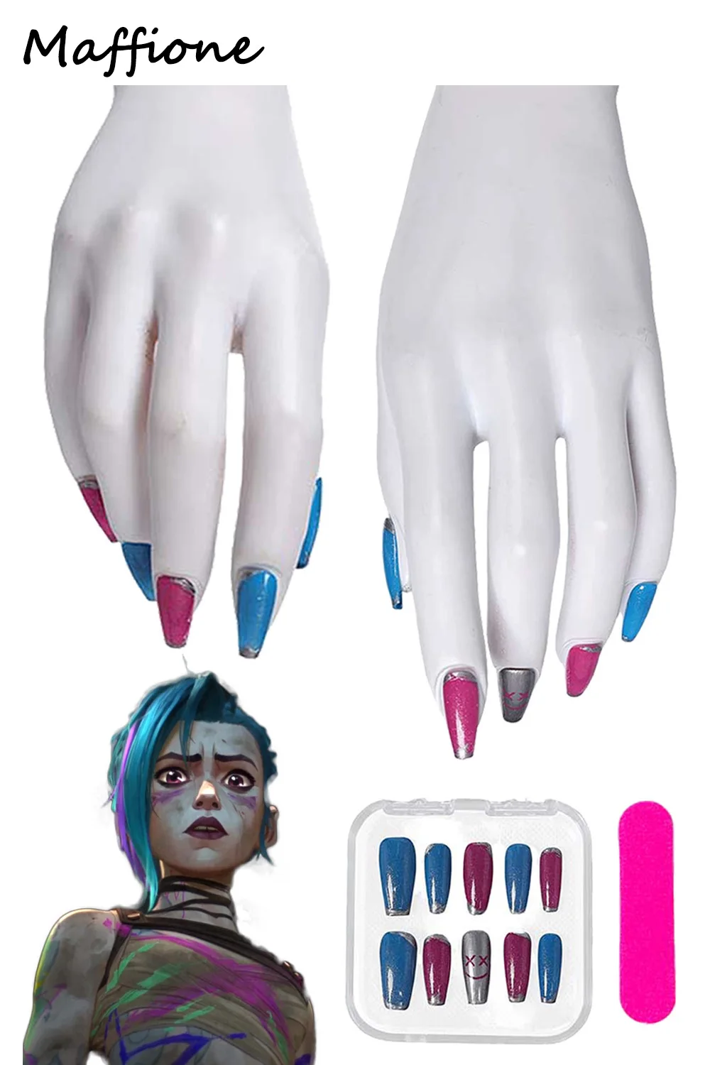 Arcane Jinx Manicure Nail Painting Cosplay Props Game LOL Role Nail Art Nail Beauty Blue Pink Nails Accessories Halloween
Arcane Jinx Manicure Nail Painting Cosplay Props Game LOL Role Nail Art Nail Beauty Blue Pink Nails Accessories Halloween