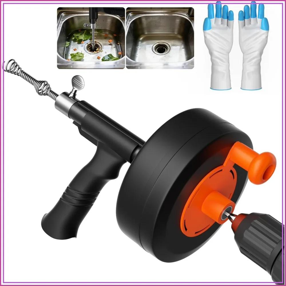 25ft Drain Auger Heavy Duty, Professional Plumbing Snake with Drill Adapter, Manual & Powered Clog Remover for Kitchen, Bathroom, Sink & Bathtub
25ft Drain Auger Heavy Duty, Professional Plumbing Snake with Drill Adapter, Manual & Powered Clog Remover for Kitchen, Bathroom, Sink & Bathtub