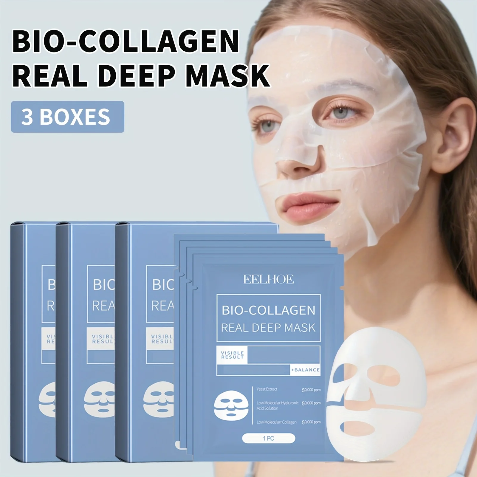 3 Boxes (12 pcs) Hydrating Facial Mask with Collagen Hyaluronic Acid Niacinamide Vitamin E Deep Moisturizing for All Skin Types
3 Boxes (12 pcs) Hydrating Facial Mask with Collagen Hyaluronic Acid Niacinamide Vitamin E Deep Moisturizing for All Skin Types