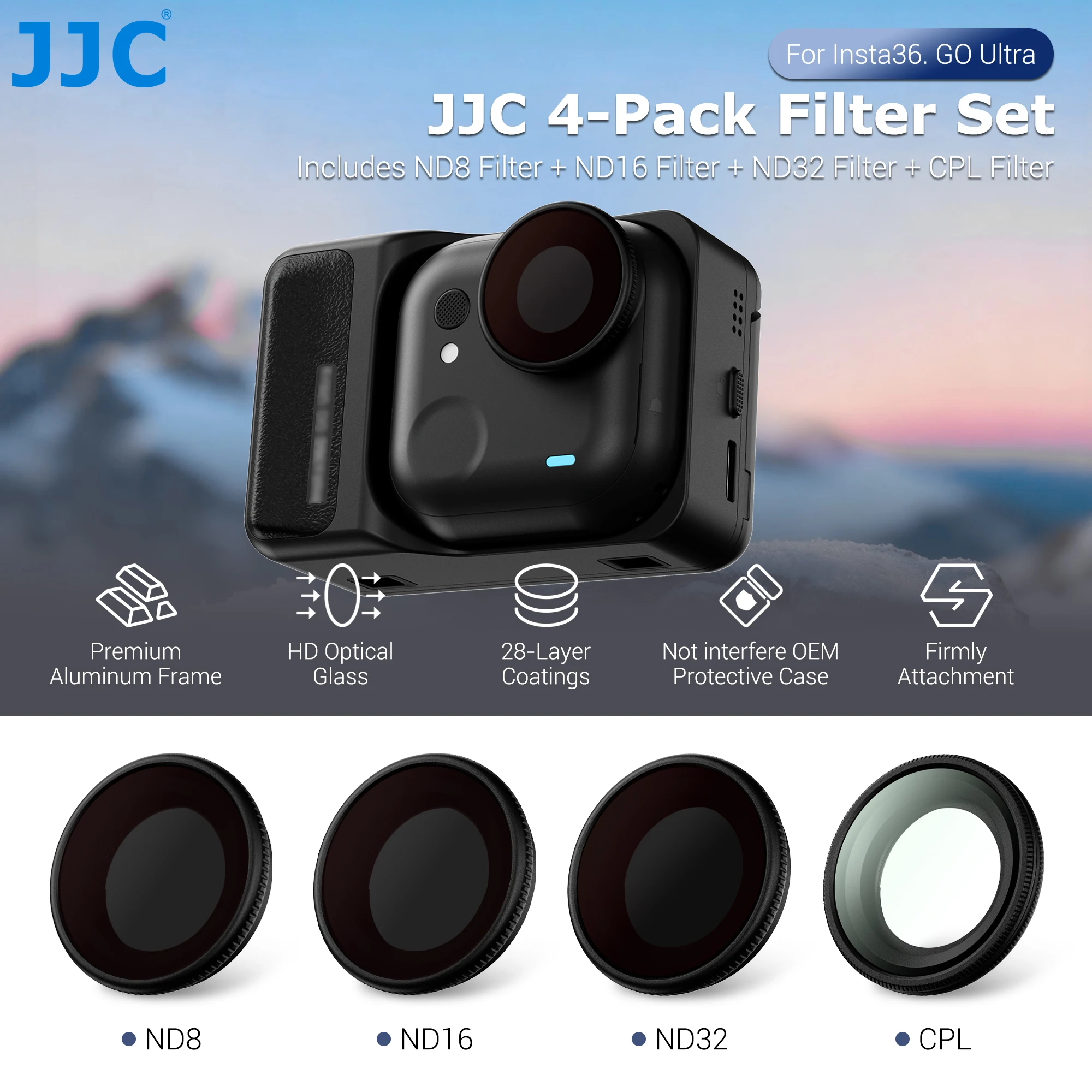 JJC ND CPL Filters Set for Insta360 Go Ultra Insta360 Accessories ND8 ND16 ND32 CPL Lens Filters Multi Coated HD Filter
JJC ND CPL Filters Set for Insta360 Go Ultra Insta360 Accessories ND8 ND16 ND32 CPL Lens Filters Multi Coated HD Filter