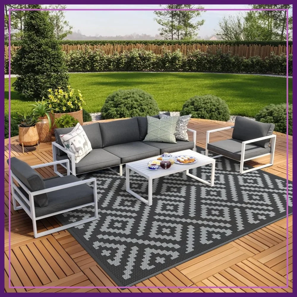 9x12 Waterproof Reversible Outdoor Rug for Patio, Camping, RV, Deck, Porch, Black & Gray
9x12 Waterproof Reversible Outdoor Rug for Patio, Camping, RV, Deck, Porch, Black & Gray
