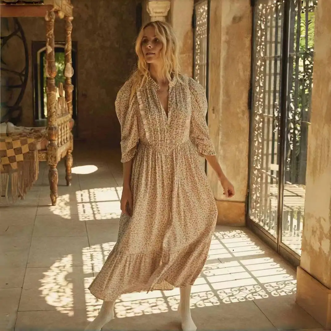Romantic Floral Print Dress Country Style High Waist Bubble Sleeve Long Skirt French Style Autumn Fashion Women's Dress
Romantic Floral Print Dress Country Style High Waist Bubble Sleeve Long Skirt French Style Autumn Fashion Women's Dress