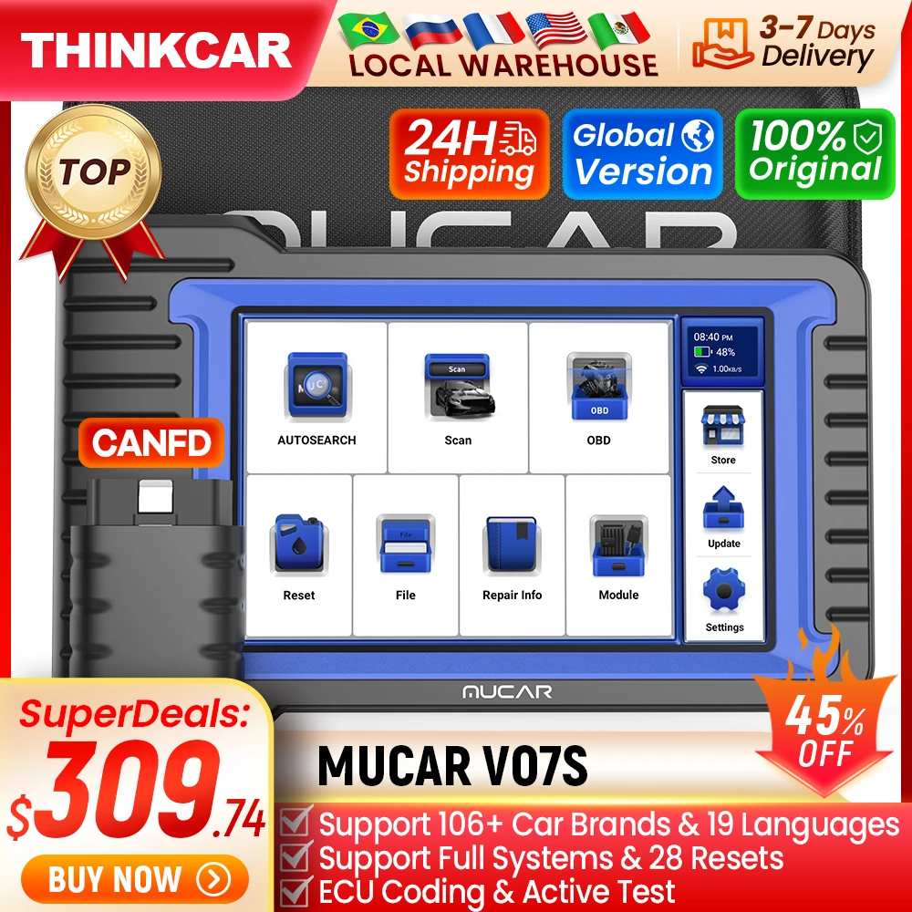 MUCAR VO7 VO7 S Best Professional Car Diagnostic Tools All System Automotive Obd2 Scanner Auto Diagnosis ECU Coding Active Test
MUCAR VO7 VO7 S Best Professional Car Diagnostic Tools All System Automotive Obd2 Scanner Auto Diagnosis ECU Coding Active Test