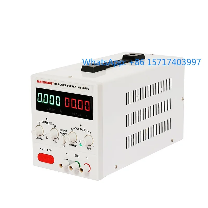 Регулируемый стабилизированный источник питания постоянного тока Maisheng 30V10A, тест на старение по обслуживанию телефона с цифровым дисплеем
Регулируемый стабилизированный источник питания постоянного тока Maisheng 30V10A, тест на старение по обслуживанию телефона с цифровым дисплеем