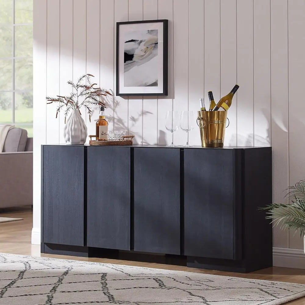 66 High-Capacity Sideboard Buffet Cabinet with Adjustable Shelves, Ideal for Kitchen, Dining, and Living Spaces in Sleek Black
66 High-Capacity Sideboard Buffet Cabinet with Adjustable Shelves, Ideal for Kitchen, Dining, and Living Spaces in Sleek Black