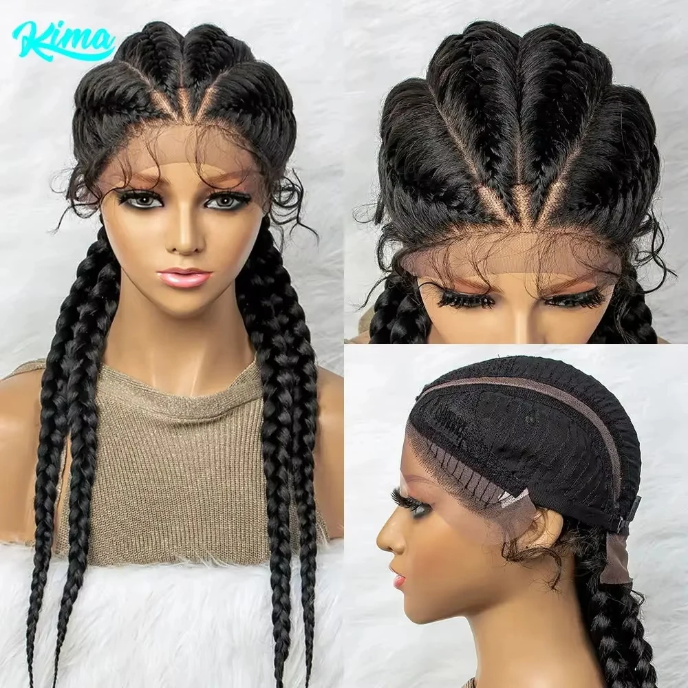 26 Inches Synthetic Lace Front Wigs Braided Wigs Lace Front Dutch Twins Cornrows Braids Wig With Baby Hair for Black Women
26 Inches Synthetic Lace Front Wigs Braided Wigs Lace Front Dutch Twins Cornrows Braids Wig With Baby Hair for Black Women