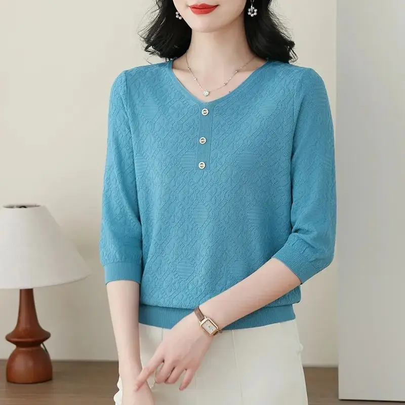Spring Summer and Autumn 2025 Fashionable Mother Suit New Top Loose Thin Ice Silk Knitted Sweater
Spring Summer and Autumn 2025 Fashionable Mother Suit New Top Loose Thin Ice Silk Knitted Sweater