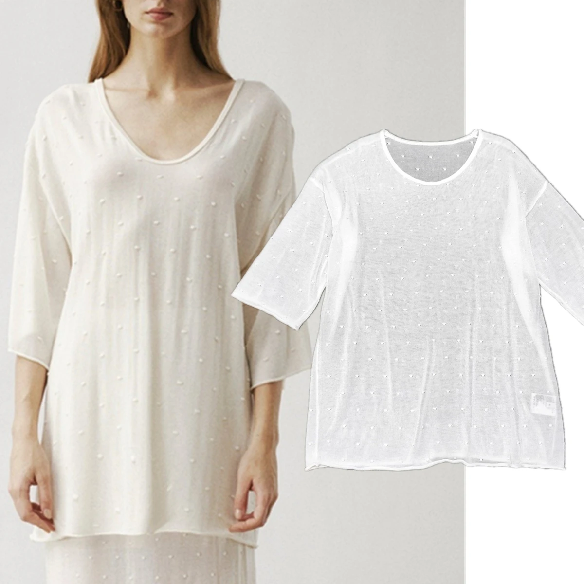 Maxdutti French Minimalist Countryside Lazy Polka Dot Jacquard Off Shoulder T-shirt For Woman Loose Fitting Knitted T-shirt Tops
Maxdutti French Minimalist Countryside Lazy Polka Dot Jacquard Off Shoulder T-shirt For Woman Loose Fitting Knitted T-shirt Tops