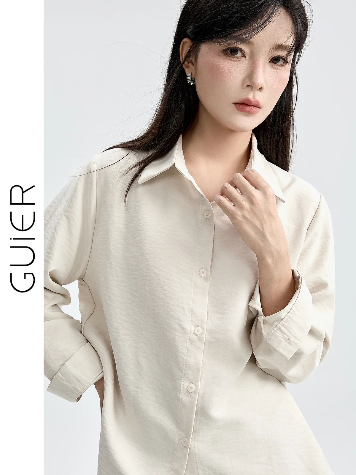 Slimming Effect Long Sve Casual irt for Women Vintage Loose Fit French Sle Pure Color Collar Button down irt
Slimming Effect Long Sve Casual irt for Women Vintage Loose Fit French Sle Pure Color Collar Button down irt