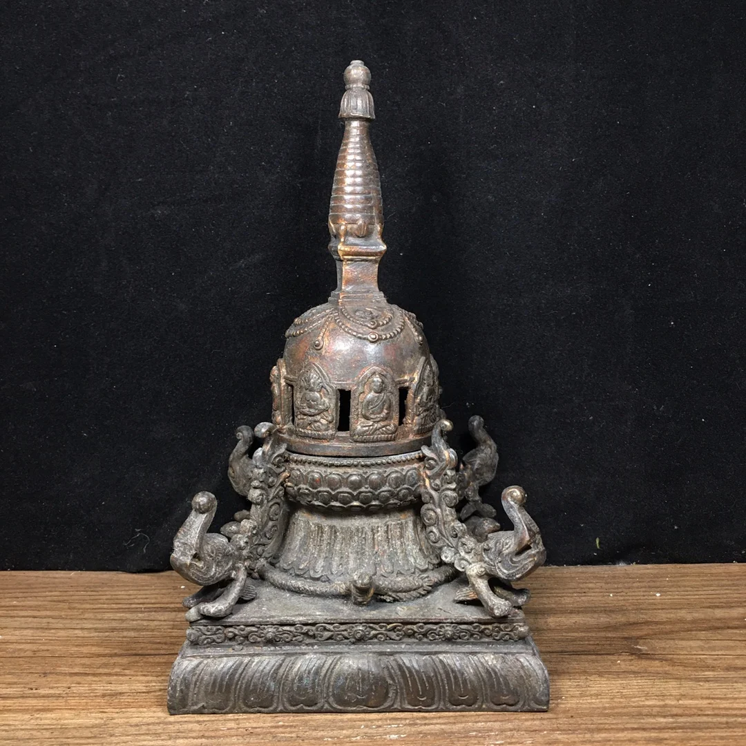 9"Tibetan Temple Collection Old Bronze Cinnabar Mud gold Four Phoenix statues pagoda stupa worship hall Town House Exorcism
9"Tibetan Temple Collection Old Bronze Cinnabar Mud gold Four Phoenix statues pagoda stupa worship hall Town House Exorcism