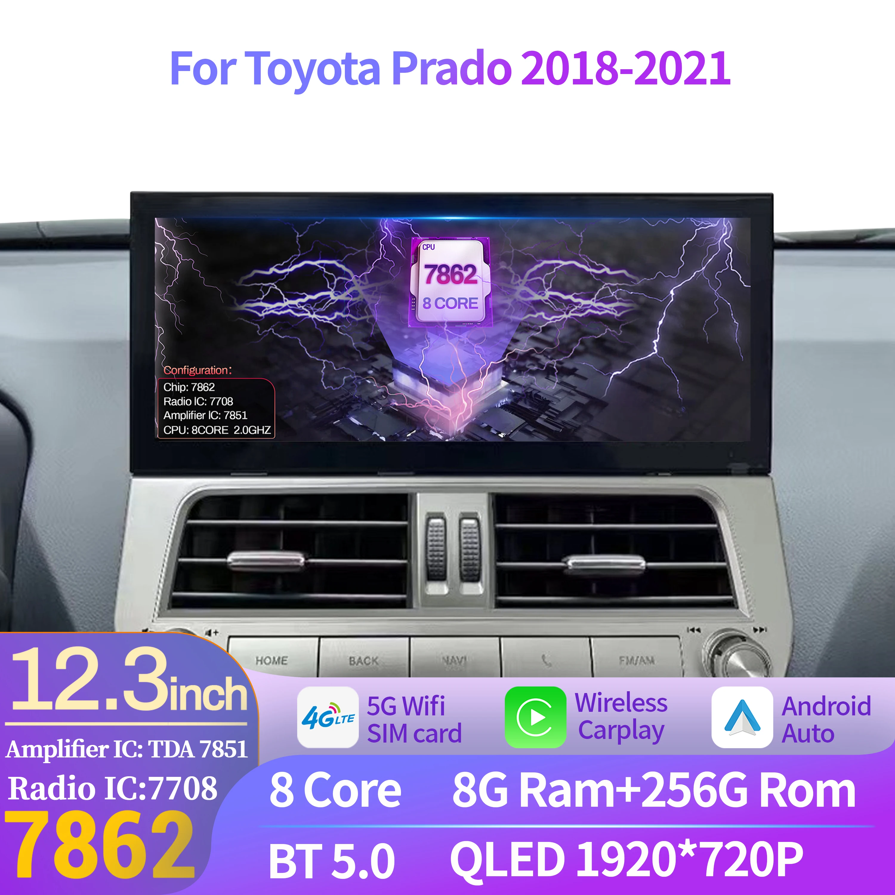 12.3 inch Car Radio Multimedia For Toyota Prado 2018-2021 Android 14 Wireless Bluetooth Carplay 4G GPS Head Unit Screen
12.3 inch Car Radio Multimedia For Toyota Prado 2018-2021 Android 14 Wireless Bluetooth Carplay 4G GPS Head Unit Screen