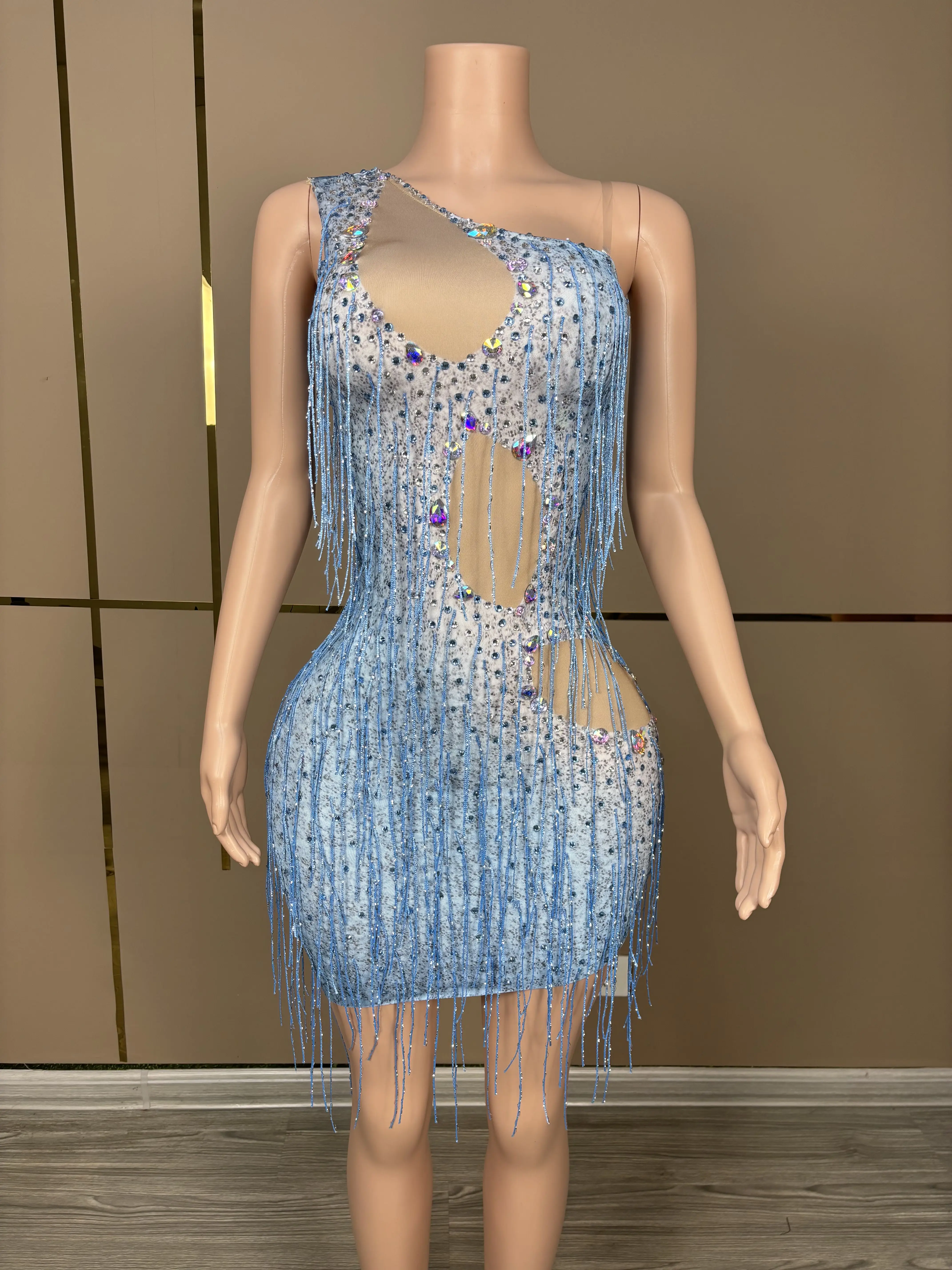 Flashing Rhinestones Tassels Sexy One ShoulderSheath Mini Dress Evening Party PerformanceCostume Nightclub Singer Stage Wea D118
Flashing Rhinestones Tassels Sexy One ShoulderSheath Mini Dress Evening Party PerformanceCostume Nightclub Singer Stage Wea D118
