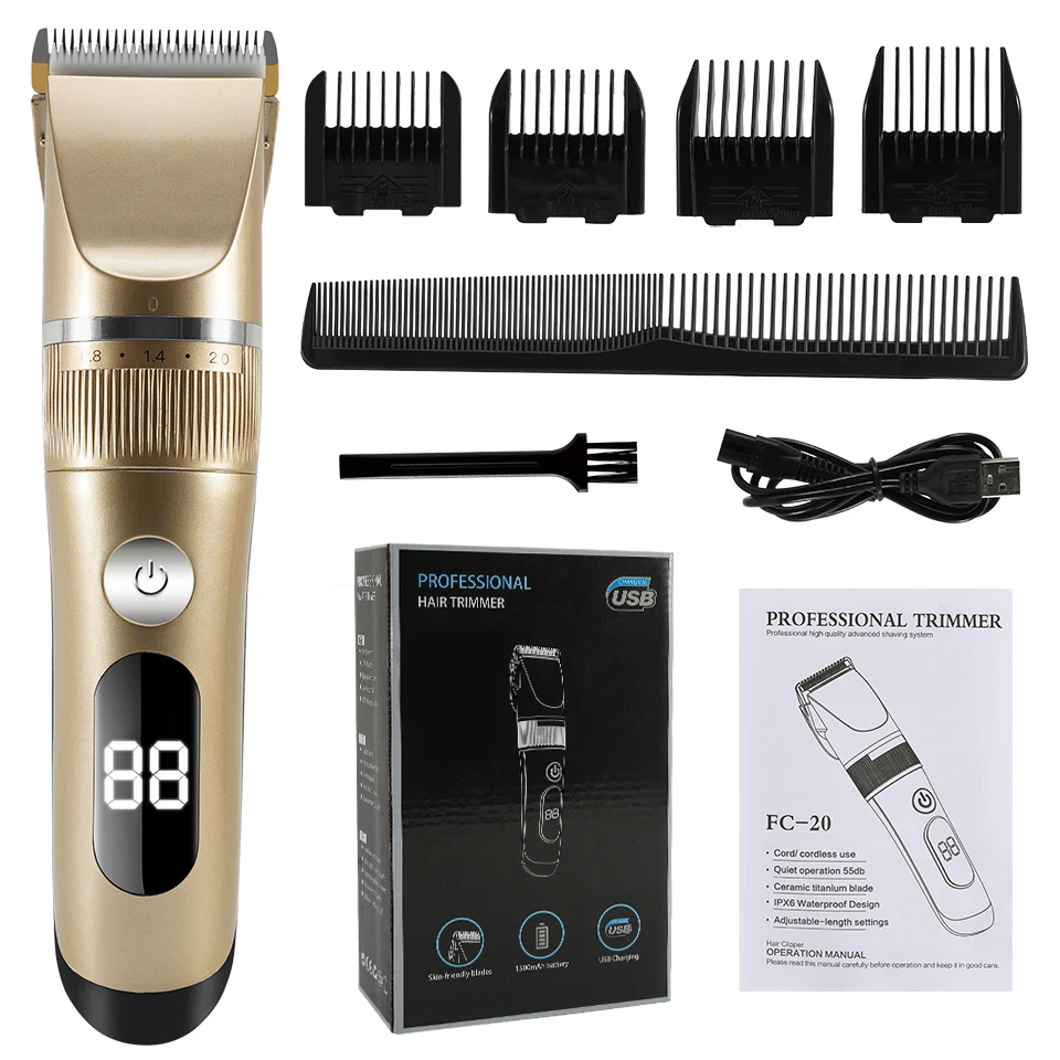 Hair Clipper Professional Electric Trimmer For Men With LED Screen Washable Rechargeable Men Strong Power Ceramic Hair Cutting
Hair Clipper Professional Electric Trimmer For Men With LED Screen Washable Rechargeable Men Strong Power Ceramic Hair Cutting