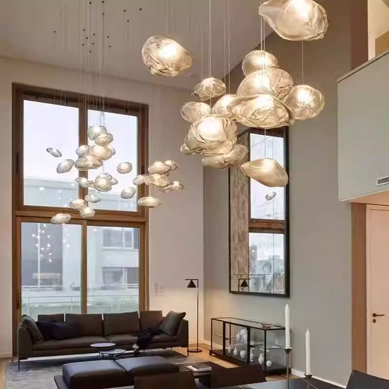 Italian transparent glass LED ceiling pendant lamp suspension light for living room and staircase interior lighting
Italian transparent glass LED ceiling pendant lamp suspension light for living room and staircase interior lighting