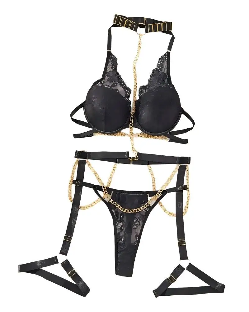 Erotic Lingerie Metal Chain Lace Connection Sexy Lingerie Three-piece Set Hot Underwear Women Sexy Lingerie To Catch
Erotic Lingerie Metal Chain Lace Connection Sexy Lingerie Three-piece Set Hot Underwear Women Sexy Lingerie To Catch