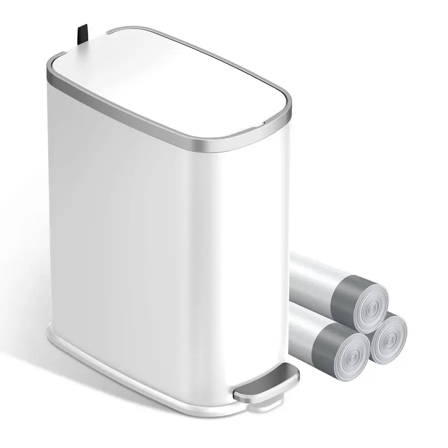 Slim Bathroom Trash Can with Lid Soft Close, Step Pedal, 2.6 Gal 10L Stainless Steel Garbage Can with Removable Inner Bucket, An
Slim Bathroom Trash Can with Lid Soft Close, Step Pedal, 2.6 Gal 10L Stainless Steel Garbage Can with Removable Inner Bucket, An