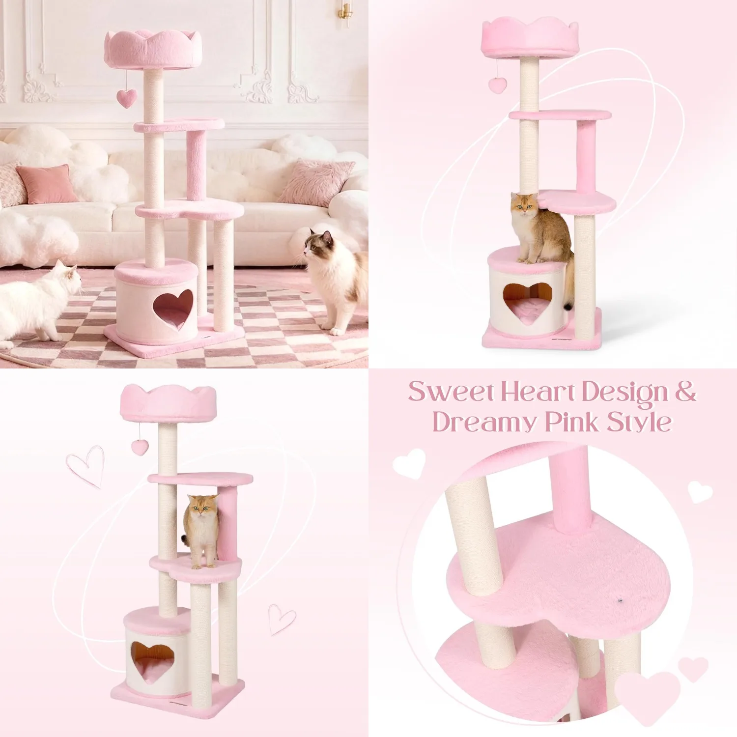 Cat Tree for Cats, 52.8 Inches, All Breed Sizes, Climbing, Indoor, Wood and Sisal, Floor Mount, Modern, Customized
Cat Tree for Cats, 52.8 Inches, All Breed Sizes, Climbing, Indoor, Wood and Sisal, Floor Mount, Modern, Customized