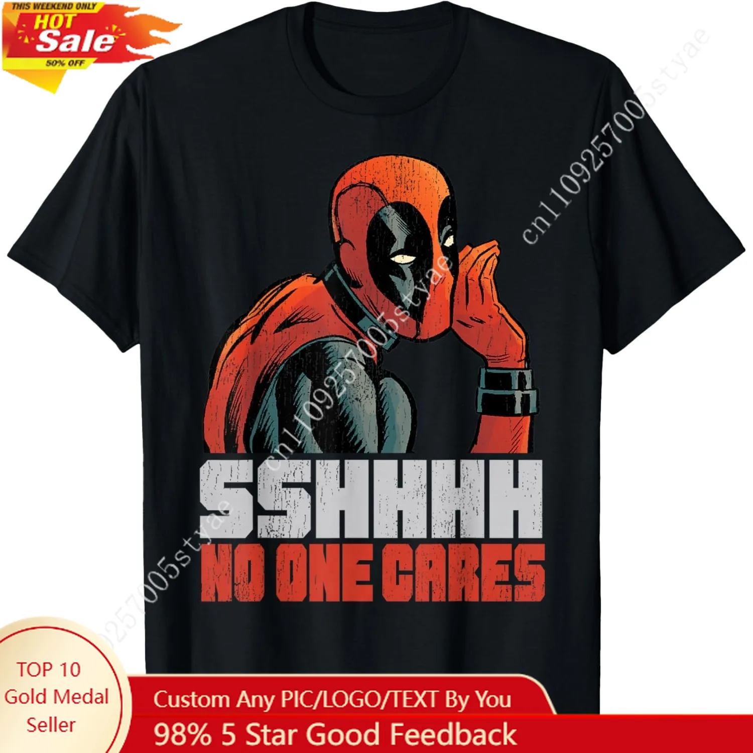 Marvel Deadpool SSHHHH No One Cares Whisper T-Shirt Short Sleeve Shirt Crewneck Tops Marvel Comics Tee for Men Woman
Marvel Deadpool SSHHHH No One Cares Whisper T-Shirt Short Sleeve Shirt Crewneck Tops Marvel Comics Tee for Men Woman