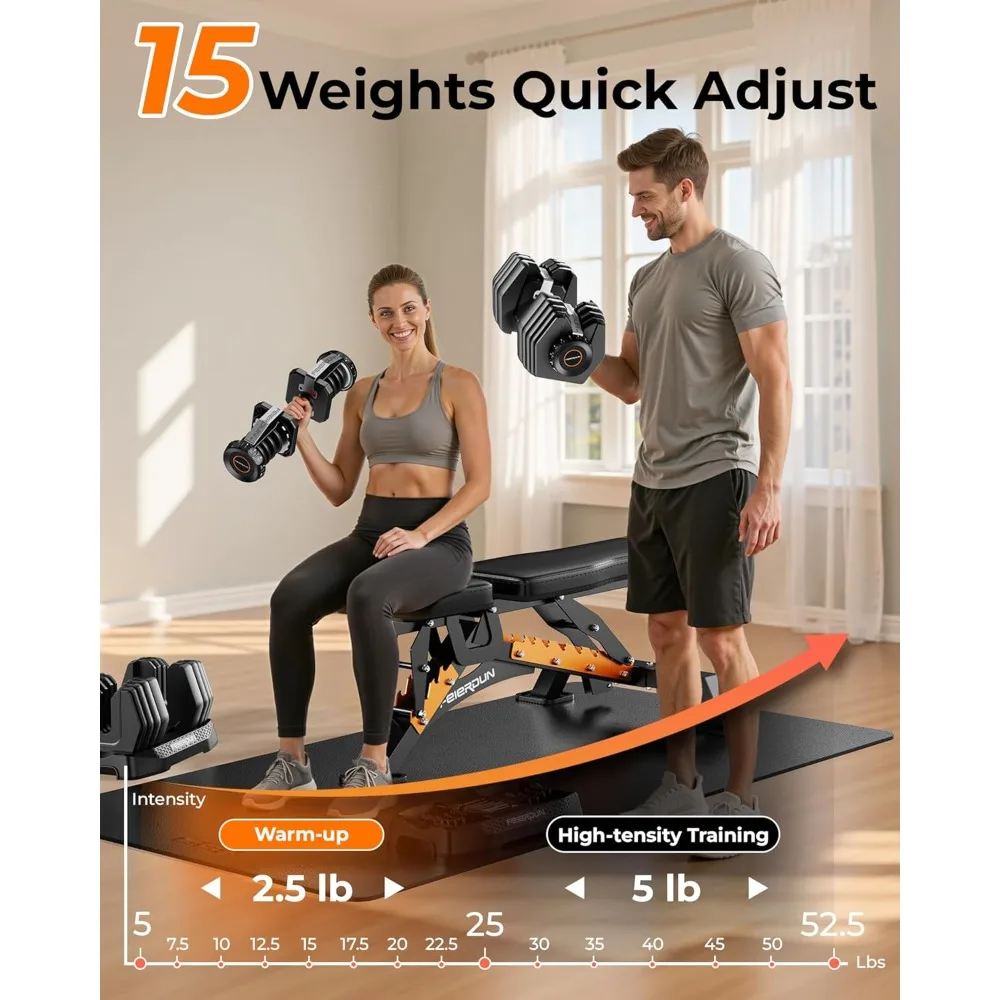 DB1 QuickDial Adjustable Dumbbell Set 15-in-1 with Storage Box And App 105lb/52.5lb Quick Change Customizable Home Gym Weights
DB1 QuickDial Adjustable Dumbbell Set 15-in-1 with Storage Box And App 105lb/52.5lb Quick Change Customizable Home Gym Weights