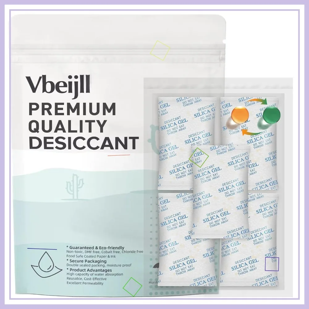 5 Gram Color-Indicating Silica Gel Packets, 50 Pack, Food Grade Desiccant - Rechargeable Moisture Absorbers for Storage
5 Gram Color-Indicating Silica Gel Packets, 50 Pack, Food Grade Desiccant - Rechargeable Moisture Absorbers for Storage