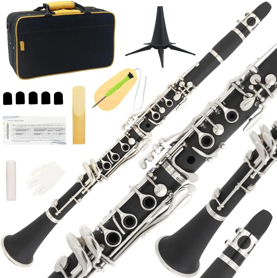 Bb Clarinet for Beginners with Case, Mouthpiece & Cleaning Kit
Bb Clarinet for Beginners with Case, Mouthpiece & Cleaning Kit