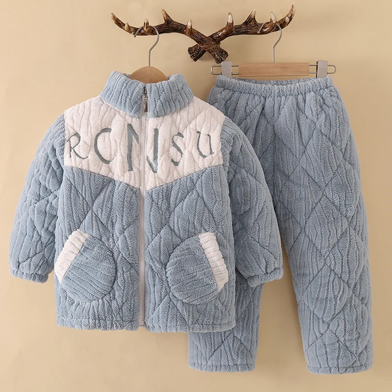 Boys 3-Layer Quilted Pajama Set, Flannel Coral Fleece Loungewear for Teens & Kids Wearable Winter Wear
Boys 3-Layer Quilted Pajama Set, Flannel Coral Fleece Loungewear for Teens & Kids Wearable Winter Wear